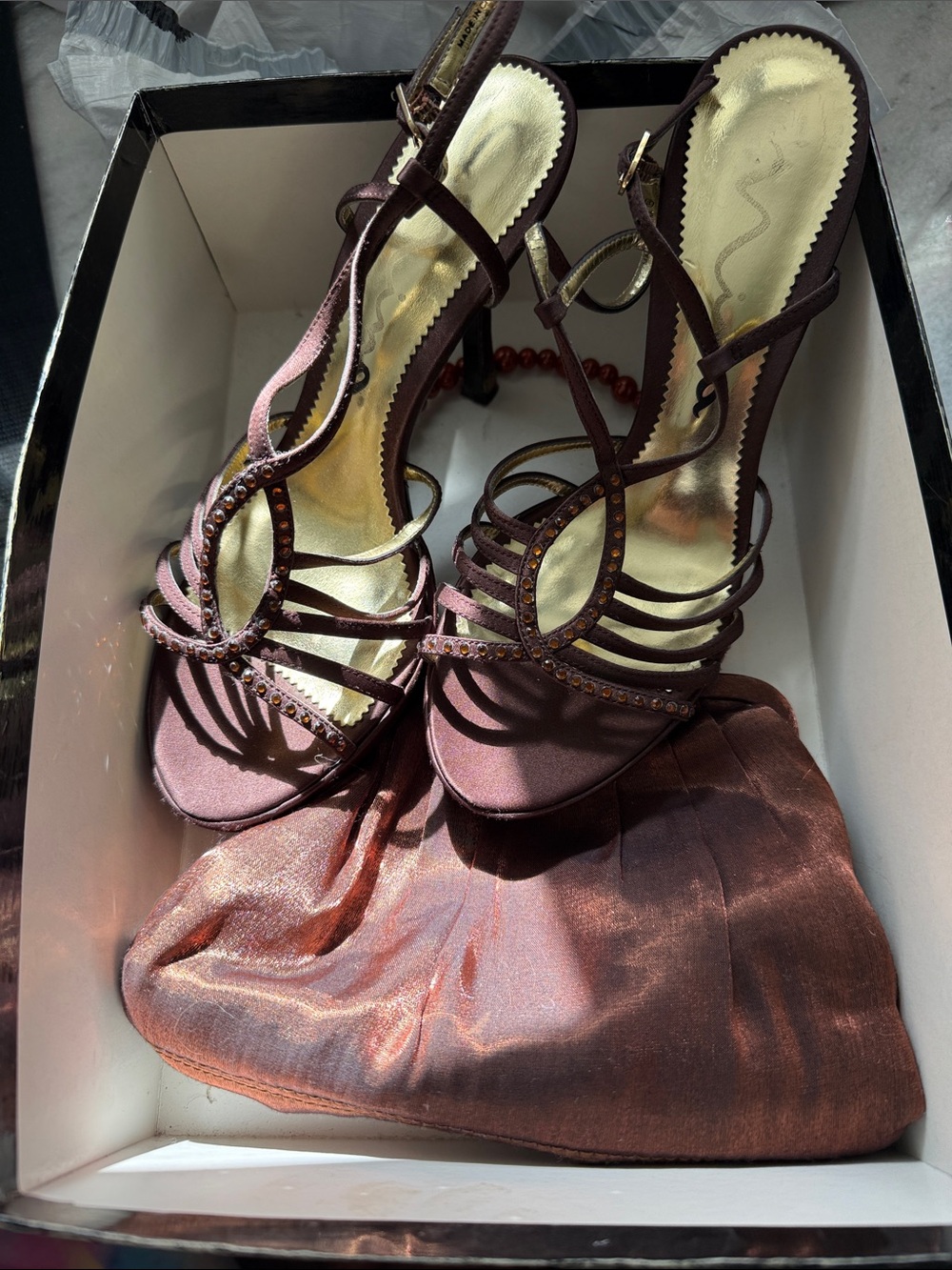 Elegant Strappy Womens Heels in Chocolate Brown